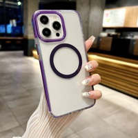 En gros étui magnétique transparent pour iPhone 15 cadre coloré conception de coque de téléphone de charge sans fil pour iPhone 11 12 13 14 15
