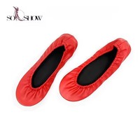 Nouvelle mode femmes chaussures pliables dans le sac cadeau de promotion Roll Up ballerine chaussures de ballerine jetables