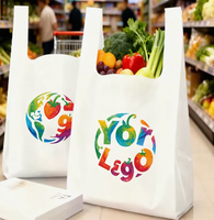 Sacs shopping écologiques biodégradables imprimés sur mesure, sacs shopping en plastique PE avec soufflet latéral et poignée longue
