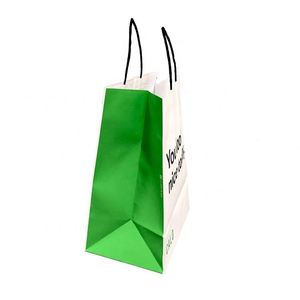 Bolsa de Papel Ecológica Blanca Lisa para Comida para Llevar, Bolsa de Compras de Papel Kraft con Asa - Product Image 3