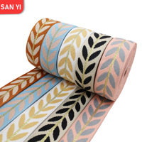 Cinta Jacquard de Hoja Dorada de Alta Calidad, 2.5cm de Ancho, Poliéster Duradero para Cinturones, Proyectos DIY y Accesorios para Bolsos