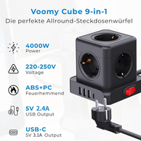 Couleurs personnalisables Power Tower Strip Socket EU USB Extension Socket 5 Outches 3 USB a Ports 1 USB C Port