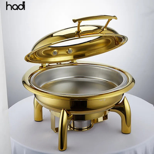 Restaurant Buffet Supplies High Quality Chafing Dish Round Electric <strong>Fuel</strong> 6 qt Hydraulic <strong>Chaffing</strong> Dish with Divider Pan - Product Image 4