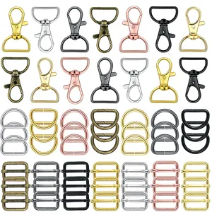 Gantungan kunci tas ransel, aksesori gantungan kunci logam gesper putar, cincin D logam untuk tas, ransel, 56 buah