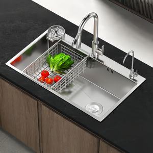 Fregadero de Cocina Grande de un Solo Tazón, Lavabo Integrado para Verduras, Fregadero Multifuncional de Acero Inoxidable para el Hogar - Product Image 1