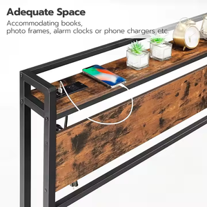 คุณภาพสูงทันสมัยขนาดควีนไซส์หุ้มตู้หนังสือโลหะโครงเหล็กเตียงไม้ที่เก็บข้อมูลแบบนุ่มหัวเตียงสถานีชาร์จ USB - Product Image 2