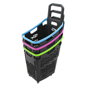 Cesta de Compras con Ruedas, Cesta de Plástico de Buena Calidad, Cesta de Supermercado con Respaldo Alto - Product Image 6