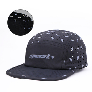 Tùy Chỉnh Laser Cắt Đục Lỗ 5 Bảng Điều Chỉnh Chạy Cap Polyester Không Thấm Nước Biểu Tượng Phản Quang 5 Bảng Điều Chỉnh Trại Hat - Product Image 1