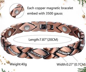 Bracelet d'énergie quantique magnétique unisexe en cuivre pur à 100%, pierre minérale, bio <span class=keywords><strong>nano</strong></span> <span class=keywords><strong>science</strong></span>, guérison saine, durée de <span class=keywords><strong>vie</strong></span> de 5 ans - Product Image 4