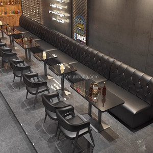 Ensemble de banquettes capitonnées en cuir PU de luxe avec table en marbre noir pour discothèque, bar, <span class=keywords><strong>salon</strong></span>, usage commercial - Product Image 3