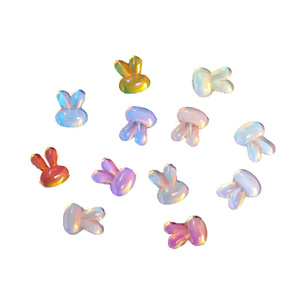 คริสตัลแก้วรูปหัวกระต่ายแบบแบน สีรุ้ง สำหรับตกแต่งเล็บ DIY และเครื่องประดับ - Product Image 5