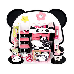 IIECREATE Panda Ber Treasure Jouet éducatif en bois 3D, meubles miniatures en papier et en bois, maison de poupée P-1015, décoration d'intérieur - Product Image 5