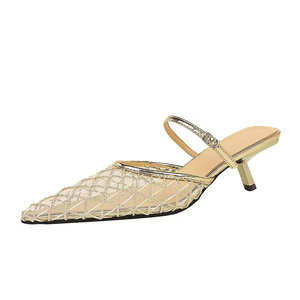 Sandalias de Tacón de Aguja con Punta en Pico, de Charol Negro Satinado con Pedrería, Elegantes y Sensuales para Invierno, Ideales para Fiestas y Eventos - Product Image 5