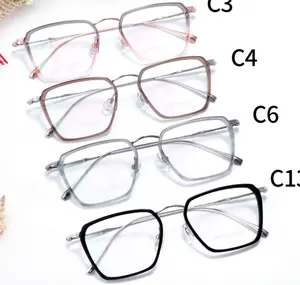 Monture de lunettes en titane pur unisexe Style carré oversize Design de mode Couleur Bond en couleurs bleu or noir massif