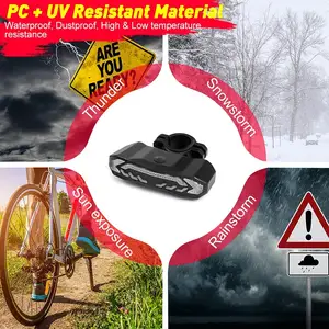 Meilleure vente 5 en 1 multifonction IP65 étanche USB rechargeable accessoires de vélo feu arrière de vélo feu arrière de vélo