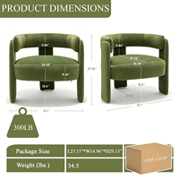 [Stock US] Fauteuil d'appoint en velours de luxe avec structure en bois massif, fauteuil moderne à dossier haut pour salon, livraison rapide en 3 à 7 jours