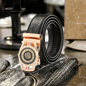 Cinturón de cuero de vaca para hombre con hebilla de aleación automática Accesorio de moda simple y versátil - Product Image 3