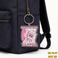 Portachiavi in acrilico certificato Yapper, design retrò rosa a forma di telefono e fax con brillantini, accessorio divertente per amanti dei chat, per borse e chiavi