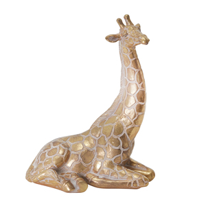 Scultura di Giraffa Seduta in Resina con Finitura Dorata, Decorazione per Casa e Ufficio, Elemento d'Accento per Mensole e Tavolini - Product Image 1