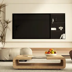 Nieuwste Ontwerp Aluminium Rek Muur Gemonteerde Tv Stand Kast Design Mode Houten Sidboad Nordic Marmeren Muur Paneel Tv Kast Set