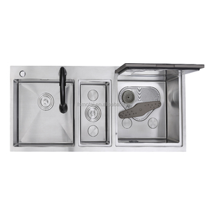 <span class=keywords><strong>Lave</strong></span>-vaisselle encastrable intelligent à triple bac en acier inoxydable brossé pour <span class=keywords><strong>cuisine</strong></span> de ferme, avec nettoyage ultrasonique - Product Image 2