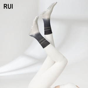 RUIQUWIN Hot Selling Women's Striped Gradient Yoga <b>Socks</b> High Elastic Non-slip Breathable 100% Cotton Spring Dance Pilates - Product Image 1