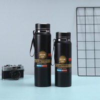 Bouteille d'eau sport grande capacité en acier inoxydable 316, tasse isotherme portable avec séparation thé/eau, design simple pour usage extérieur