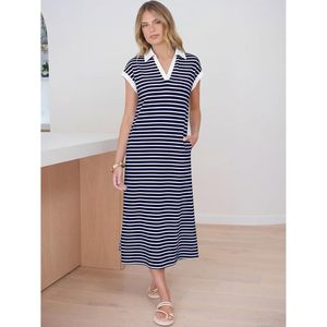 FOXA Vestido midi informal de verano para mujer, manga corta, cuello en V, corte holgado, antiarrugas, vestido de vacaciones en la playa - Product Image 6