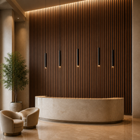 Panneaux muraux acoustiques en bois à lattes faciles à installer, insonorisants, en feutre PET, décoratifs, pour la chambre à coucher, le salon