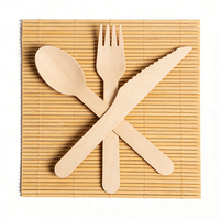Prix bas, couverts jetables en bois de bouleau 100% biodégradables, 160 mm, ensemble de couverts en bois, cuillères, fourchettes, couteaux écologiques