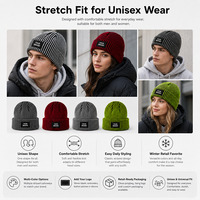 Bonnet en tricot rayé camouflage/personnage personnalisé avec patch logo tissé, chapeau d'hiver unisexe adulte, marque SHINY