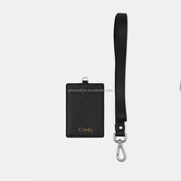 Vente chaude en cuir véritable Badge nom porte-carte ID porte-carte de travail galet cuir travail Pass porte-cartes avec lanière
