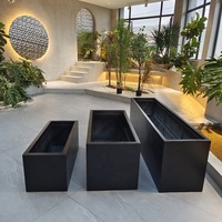 Jardinière rectangulaire carrée en fibre de verre légère, grande, noire, style européen, pour extérieur, emballage carton, utilisation au sol, 10L