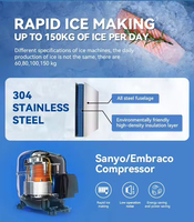 Machine à glaçons professionnelle en acier inoxydable 50 kg/24 h, glaçons en gros cubes, Fabricador De Hielo pour bars et restaurants commerciaux
