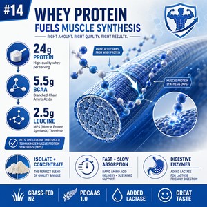 Proteína de Suero en Polvo OEM 24g, Mezcla de Aislado y Concentrado, de Vacas Alimentadas con Pasto de Nueva Zelanda, Venta al por Mayor, Sabor Chocolate y Vainilla, Vegano - Product Image 2