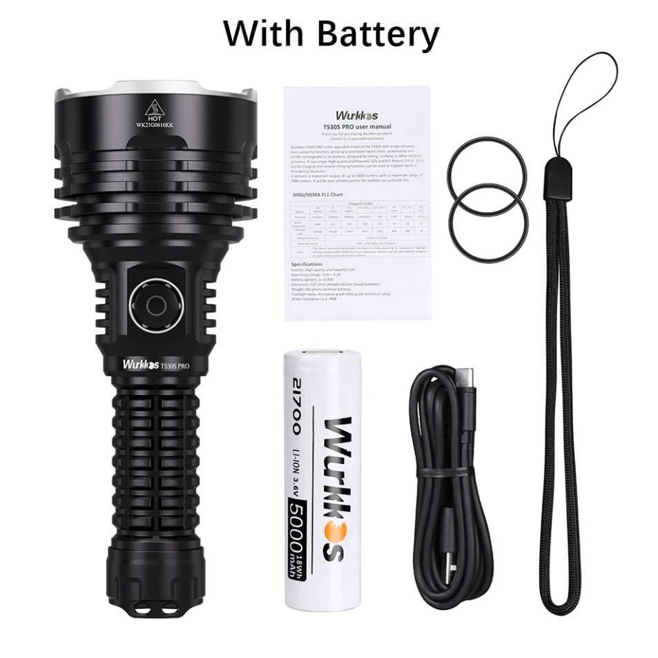 Wurkkos TS30S PRO 懐中電灯 6000ルーメン Wurkkos TS30S PRO Powerful 6000lm Flashlight, Reverse charging