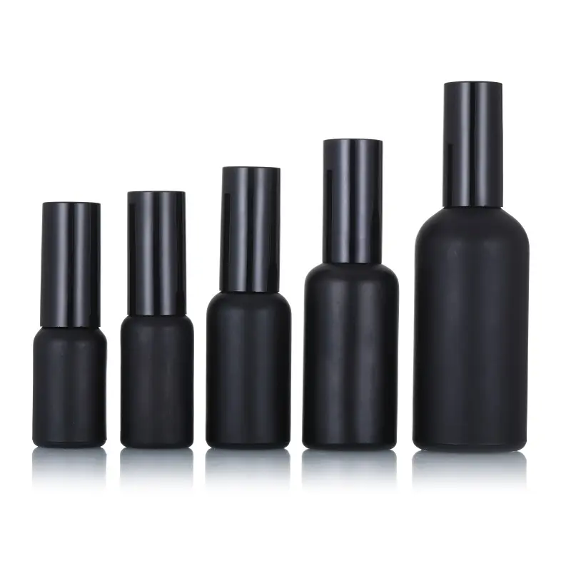 Pulverizador de aceites esenciales de cristal, botellas de espray negro mate, vapor fino, 5ml, 10ml, 20ml, 30ml, 50ml, 100ml
