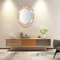 Échantillons gratuits grand décor de haute qualité bricolage carreaux de miroir décoratifs ovales européen antique mural panneau d'art miroir pour la maison