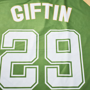 Custom <b>Mesh</b> 2 Button Down Baseball Jersey Youth V Neck Baseball Full Sublimation Breathable <b>Green</b> Color Baseball Uniform Jersey - Product Image 6