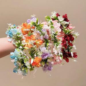 Diadema de Flores Rosadas Estilo Hada, Guirnalda de Flores Realistas para Fotografía, Festivales de Música, Fiestas y Regalos de Cumpleaños - Product Image 1