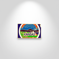 GREPAS GIFTS Épinglette de revers en forme de drapeau de l'État du Kansas, plaquée or, 1,25 pouce