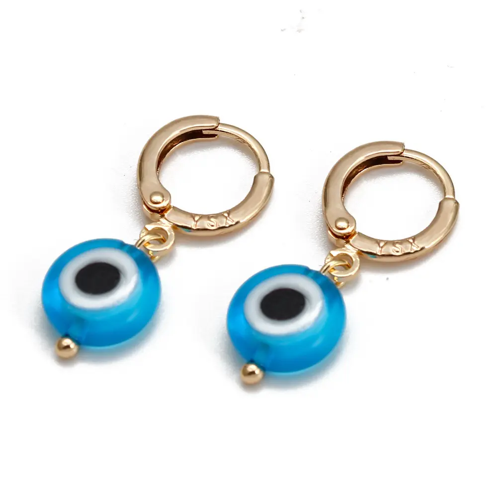 Boucles d'oreilles en verre de Murano fait à la main yeux bleus simples goutte d'eau yeux de démon clous d'oeil colorés Style mignon pour cadeaux