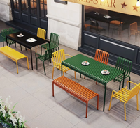 XY Meilleure nouvelle conception, vente chaude, tables et chaises en métal pour villa extérieure, cour, hôtel, jardin, patio, restaurant, ensembles de tables à manger