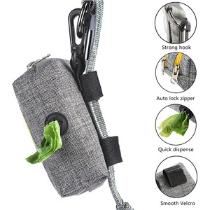 Dispensador de Bolsas para Desechos de Mascotas de Tela Oxford Personalizado con Clip de Mosquetón de Doble Cremallera y Bolsas Degradables para Almacenamiento de Excrementos de Perro - Product Image 2