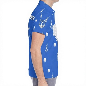 Men's Blue Golf Polo Shirt Short Sleeve Digital Printed Breathable Knitted Team Name Design - Product Image 5