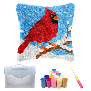 Bird Custom Pattern DIY Cat Latch Hook Pillow Kit Handmade Home Decor Yarn Decoration Craft Gift Textile & Fabric Crafts