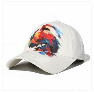 Gorra de béisbol unisex de algodón blanco de 6 paneles al por mayor, con logo estampado de grafiti estilo hip-hop, deportiva, formal, para uso diario y ocio, con la imagen de la marca dominante. - Product Image 1