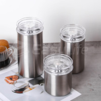 3 tailles différentes acceptables, pot de rangement empilable en acier inoxydable avec couvercle anti-poussière pour le stockage des aliments à la maison