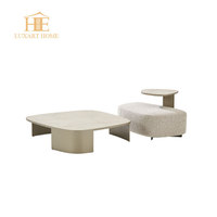 Furnitur Ruang Tamu Desain Baru Mewah Italia Meja Kopi Marmer Modern Set Meja Kopi Tengah Marmer Logam