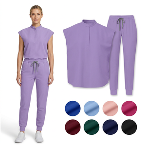 Ensemble de blouses d'infirmière esthétique ajustées, uniforme de designer pour centre de médecine esthétique, tunique extensible 4 directions pour <span class=keywords><strong>clinique</strong></span> de chirurgie esthétique - Product Image 1